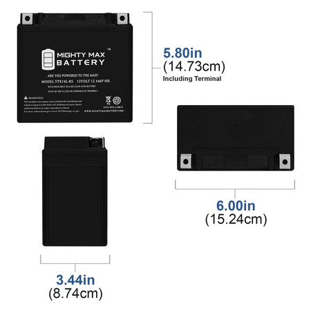 Mighty Max Battery YTX14L-BS Battery for Powersport Sportbikes Cruisers SMF YTX14L-BS43